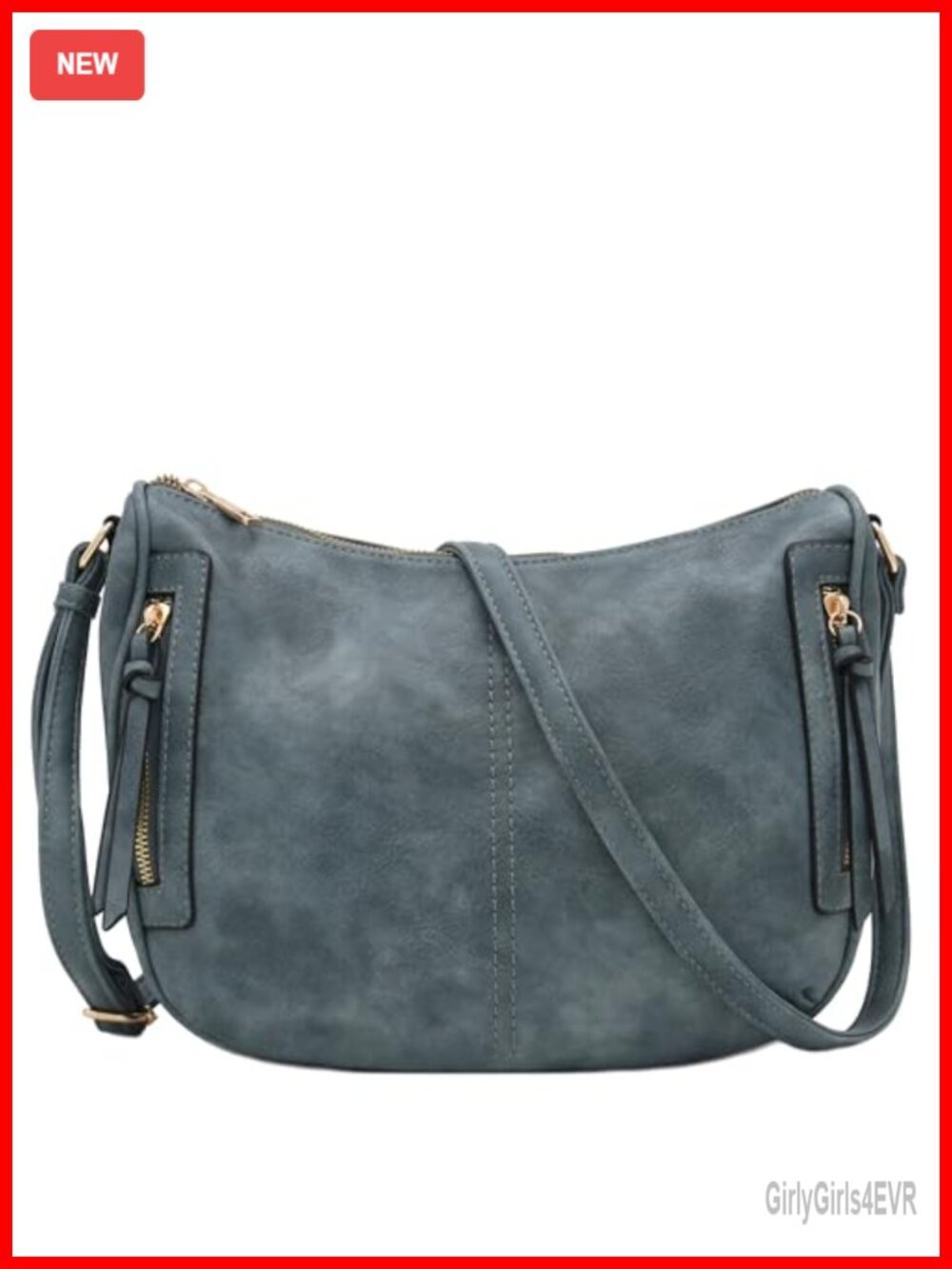 Faux Leather Crossbody Saddle Bag with Front Zipper Pockets